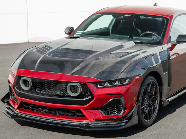 2024-Up Ford Mustang S650 | GTV Style GLOSSY BLACK Add-On Front Lip Splitter Ground Effects